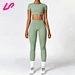 Get seamless comfort and style with our legging top set. Made with high-quality and stretchy fabric, our legging top set offers a comfortable and flattering fit.